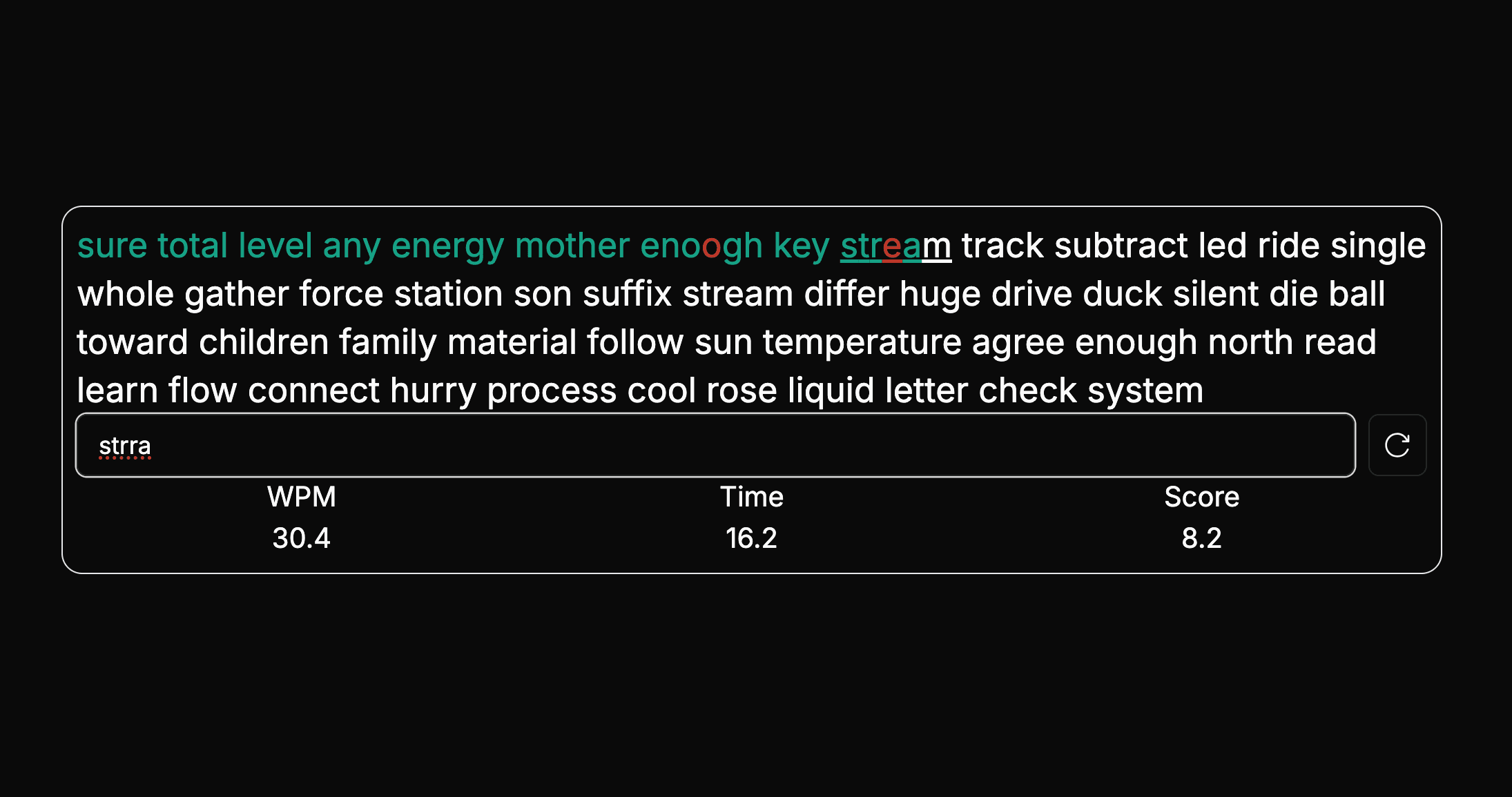Screenshot displaying the Typing Game project.